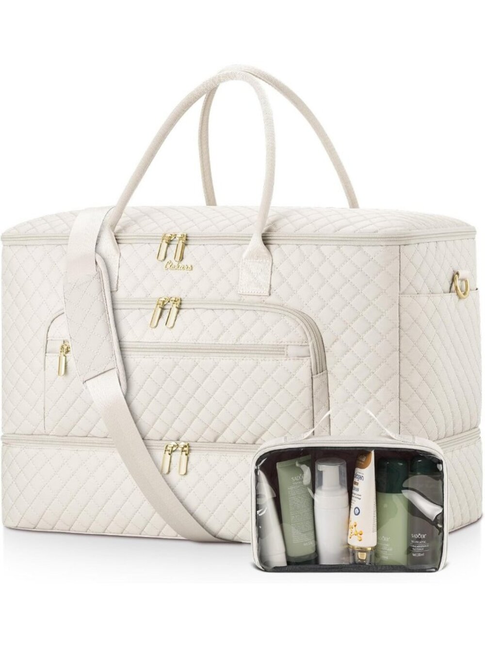 Large Weekender Duffle Bag with Shoe Compartment & Toiletry Bag - Travel Ready!